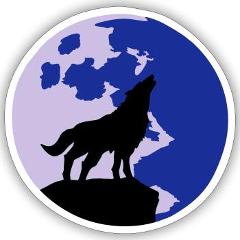 Wolf und Vollmond - Sticker Größe S (10 x 10 cm) - Mattweiß - Vorne