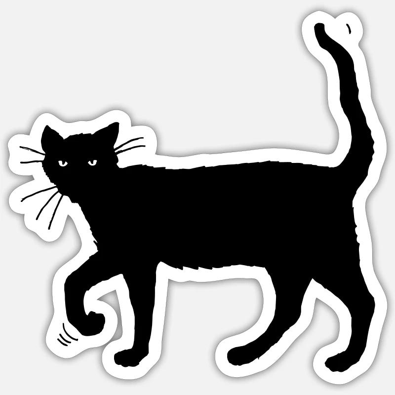 Chat noir Sticker taille S (10 x 10 cm)