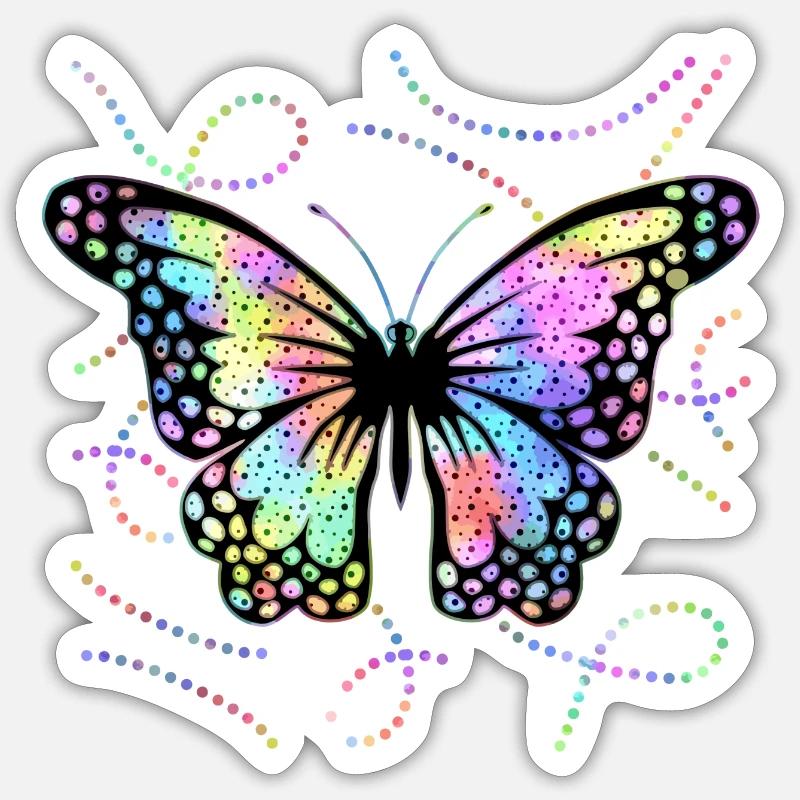 papillon - Sticker taille S (10 x 10 cm) - blanc mat