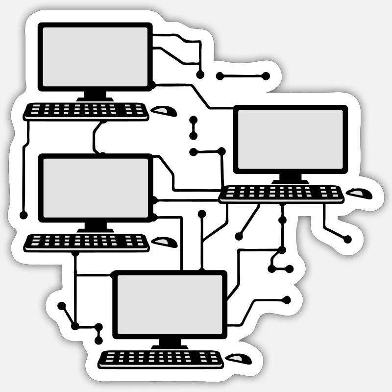 lanparty networked gamer gamble connected pattern - Sticker size S (10 x 10 cm) - white matte