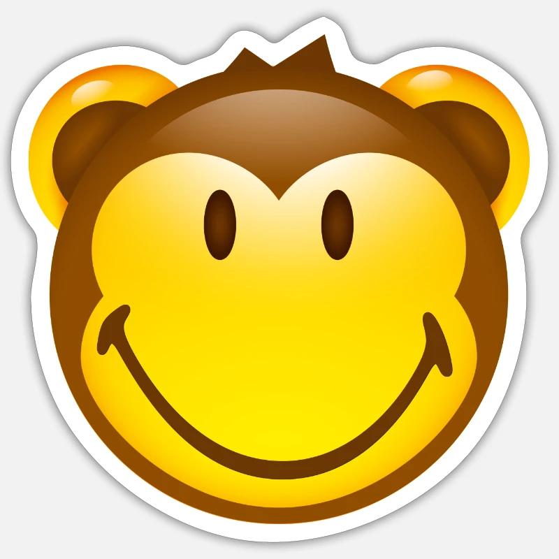Smiley Monkey - Sticker taille S (10 x 10 cm) - blanc mat