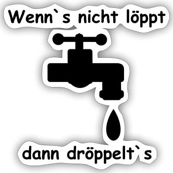 Wasserhahn Schrift Geschenk - Sticker Größe S (10 x 10 cm) - Mattweiß - Vorne