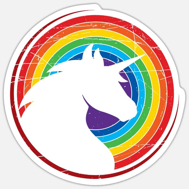 Einhorn - Bunt - Regenbogen - Sticker Größe S (10 x 10 cm) - Mattweiß