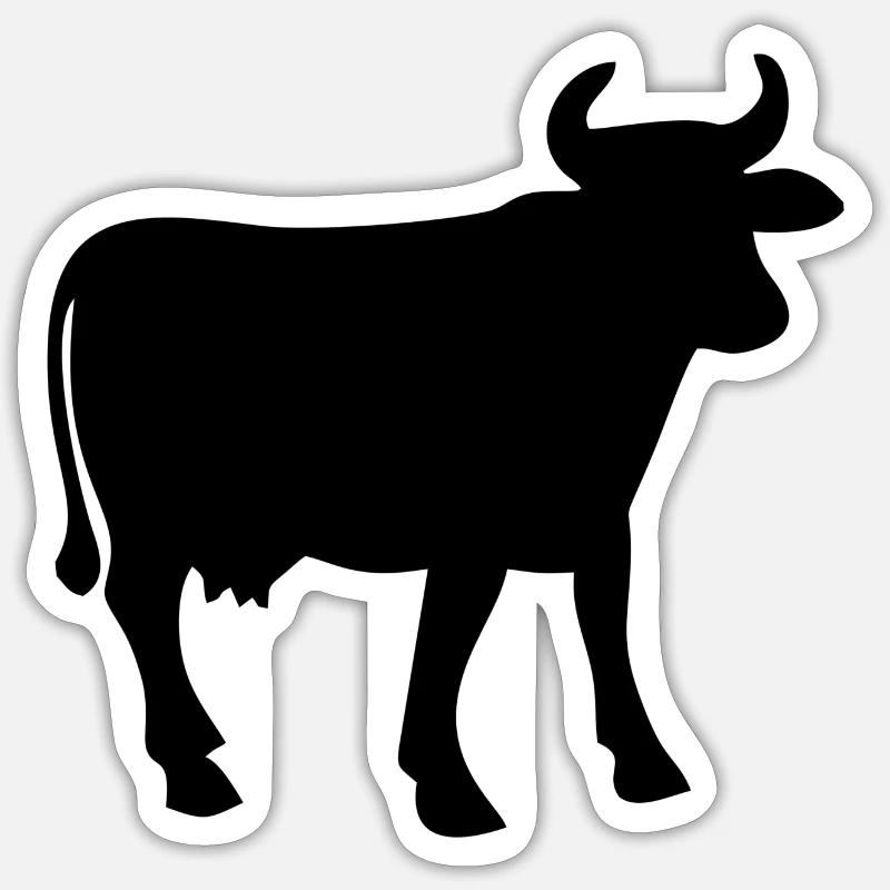 Contour de vache noir - Sticker taille S (10 x 10 cm) - blanc mat