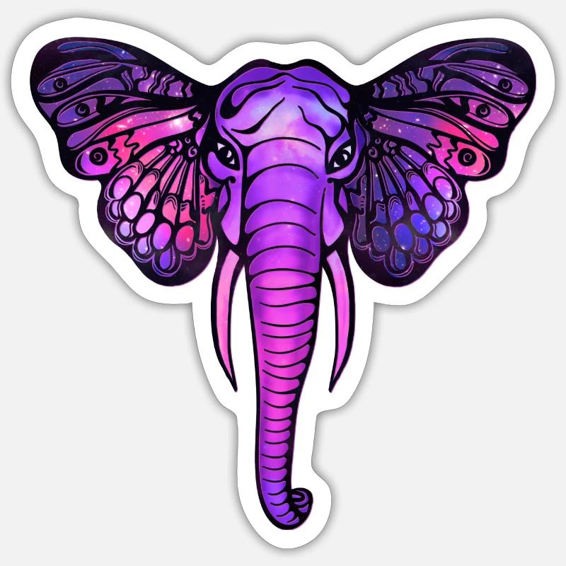 Space elephant, butterfly ears, galaxy, africa, Sticker size S (10 x 10 cm)