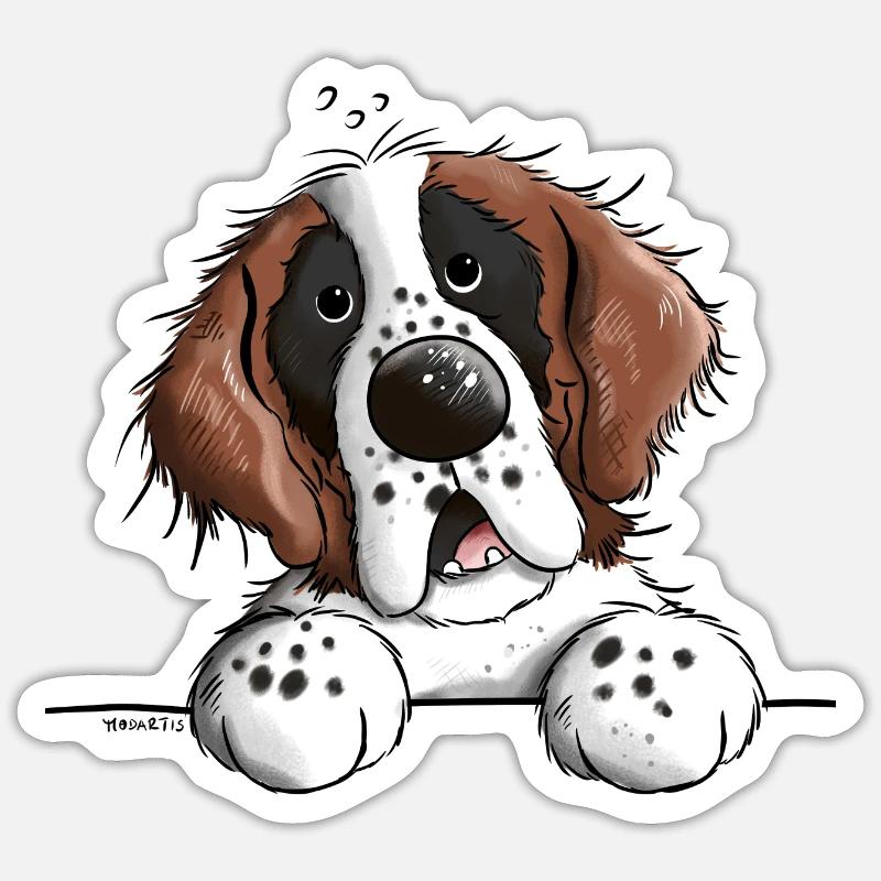 Mignon Saint Bernard - Sticker taille S (10 x 10 cm) - blanc mat
