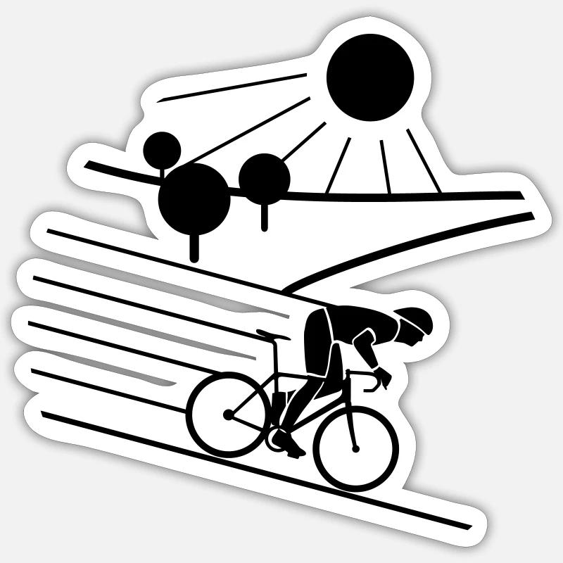 Bicycle | Sun - Mountains - Nature - Sticker taille S (10 x 10 cm) - blanc mat
