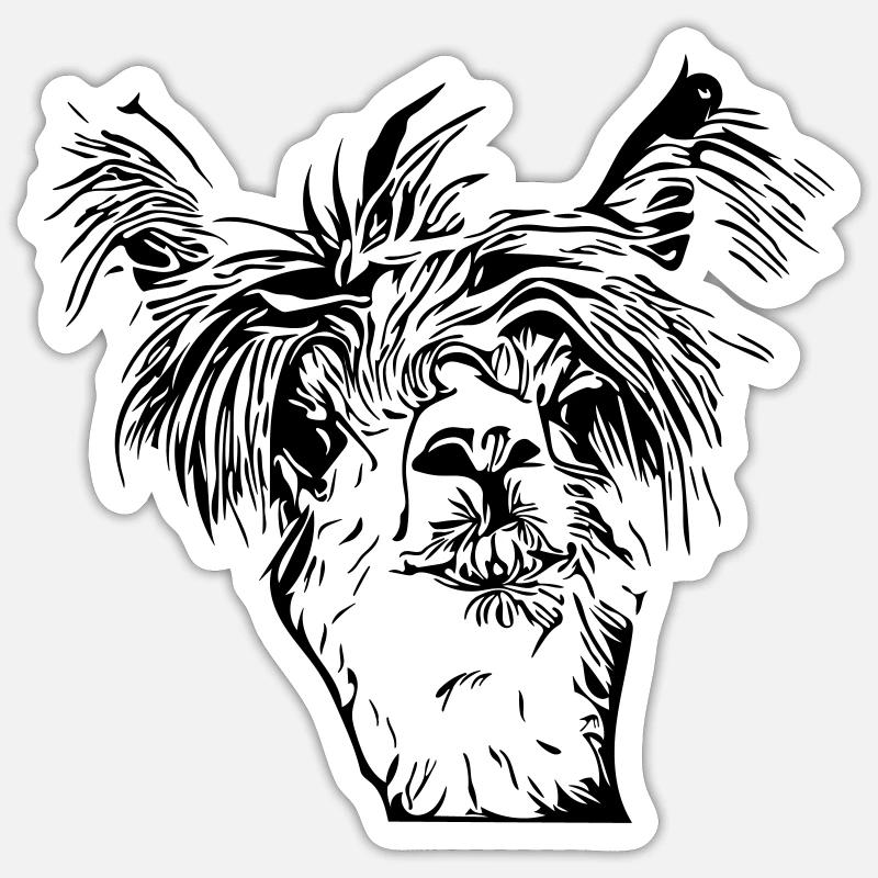 Funny llama alpaca face - Sticker size S (10 x 10 cm) - white matte