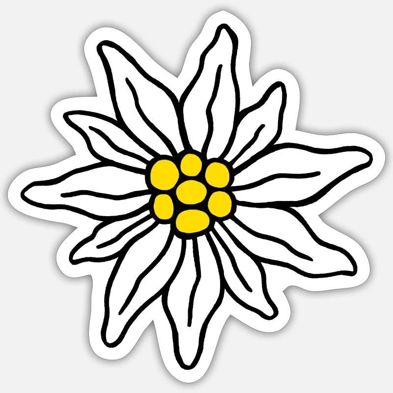 Edelweiss I - Sticker taille S (10 x 10 cm) - blanc mat