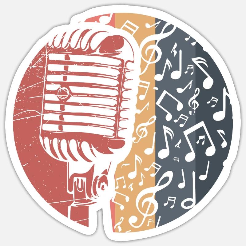 Microphone - Sticker taille S (10 x 10 cm) - blanc mat