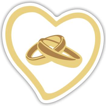 Ring, wedding - anneaux de mariage - Sticker taille S (10 x 10 cm) - blanc mat - Devant