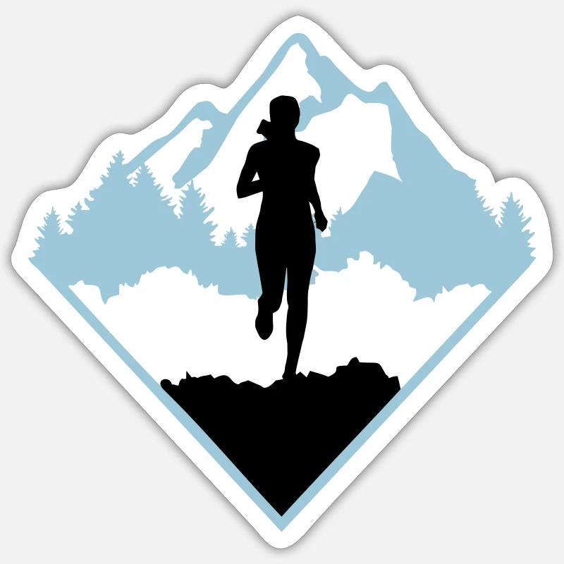 Trail running, coureur, course à pied - Sticker taille S (10 x 10 cm) - blanc mat