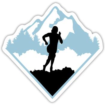 Course de trail, coureur, course - Sticker taille S (10 x 10 cm) - blanc mat - Devant