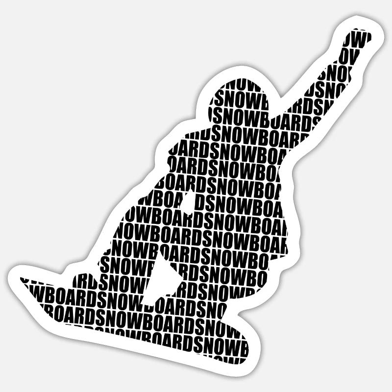 snowboard - Sticker taille S (10 x 10 cm) - blanc mat