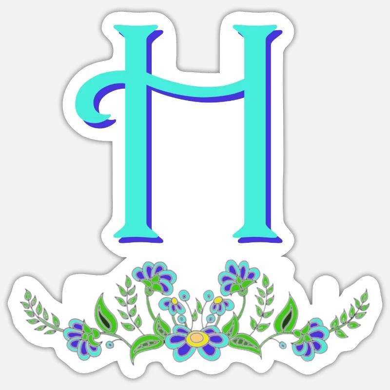 fleur bleue h - Sticker taille S (10 x 10 cm) - blanc mat