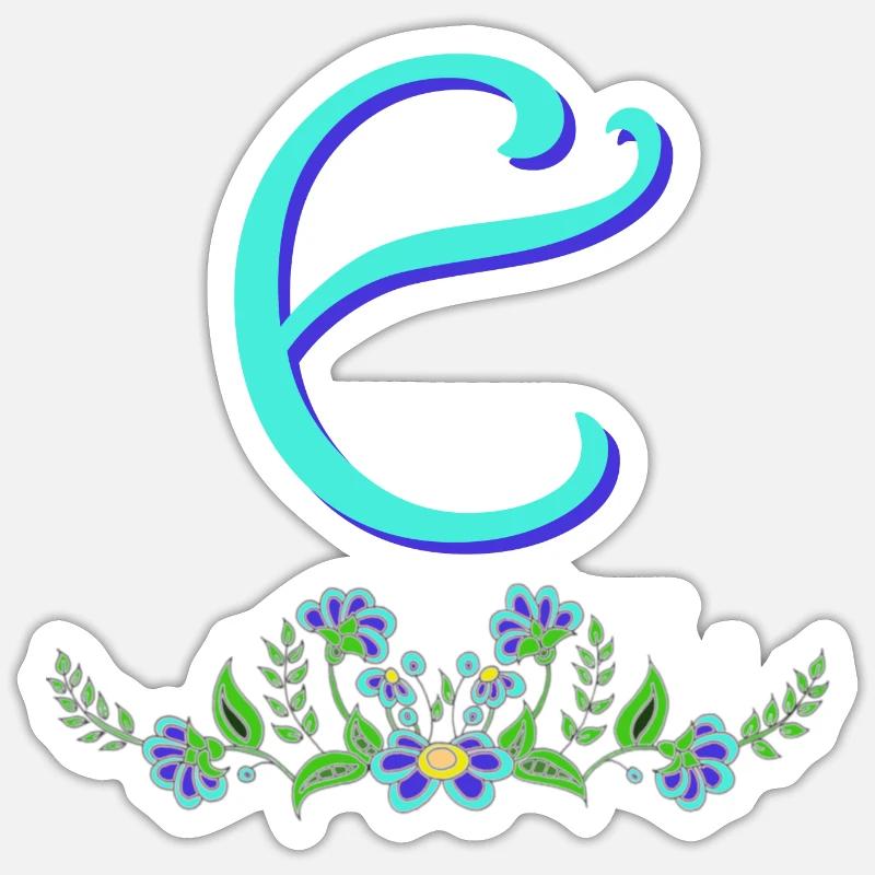 blaue blume e - Sticker Größe S (10 x 10 cm) - Mattweiß
