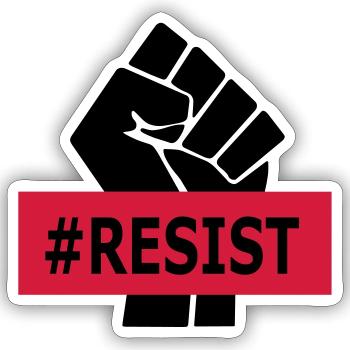 Hashtag Resist - Raised Fist - Black Power - Sticker size S (10 x 10 cm) - white matte - Front