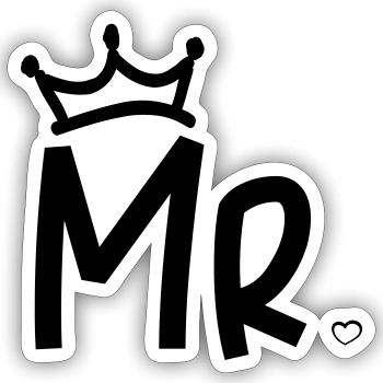 mr_heart_crown - Sticker taille S (10 x 10 cm) - blanc mat - Devant