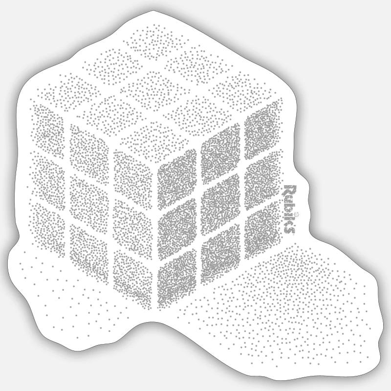 Rubik's Cube Stippling Dotted Cube - Sticker size S (10 x 10 cm) - white matte