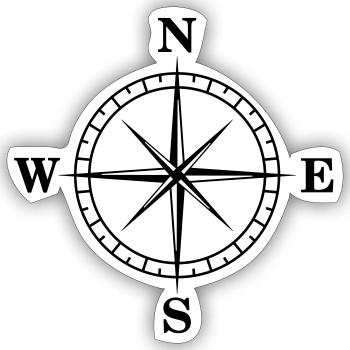 Compass, Orientation - Sticker size S (10 x 10 cm) - white matte - Front