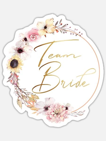 peachy_wreath_team_bride - Sticker Größe S (10 x 10 cm) - Mattweiß
