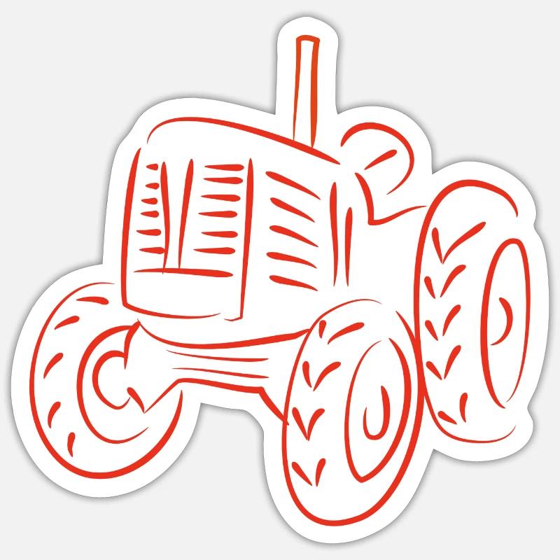 Rustic Tractor Silhouette Design - Sticker size S (10 x 10 cm) - white matte