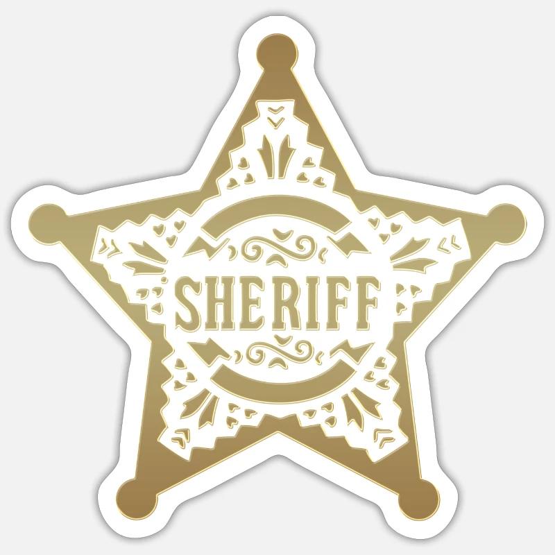 Étoile de shérif, shérif, étoile, carnaval, carnaval - Sticker taille S (10 x 10 cm) - blanc mat