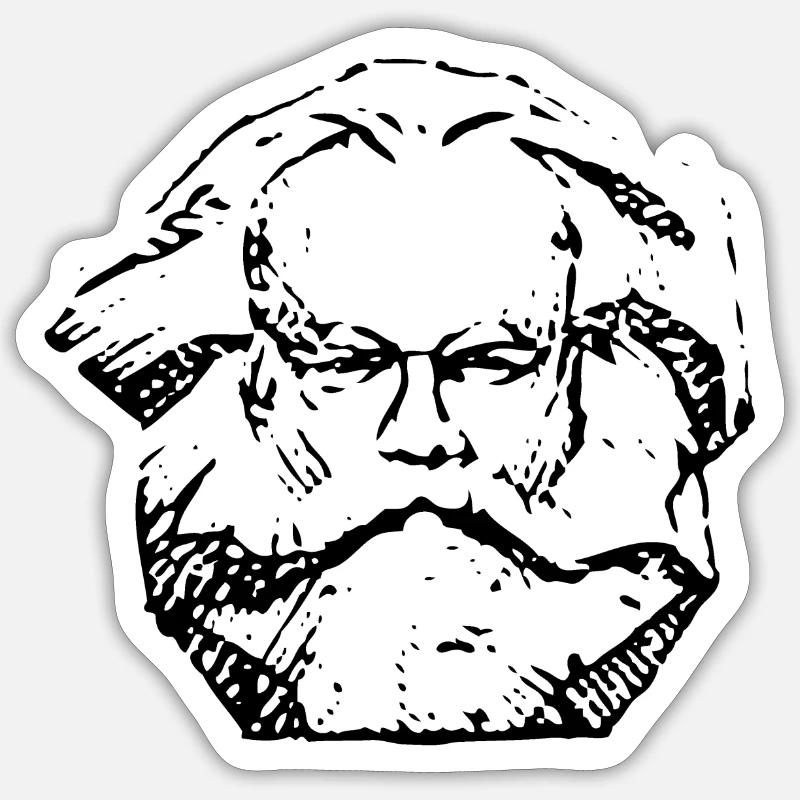 Karl Marx - Sticker taille S (10 x 10 cm) - blanc mat
