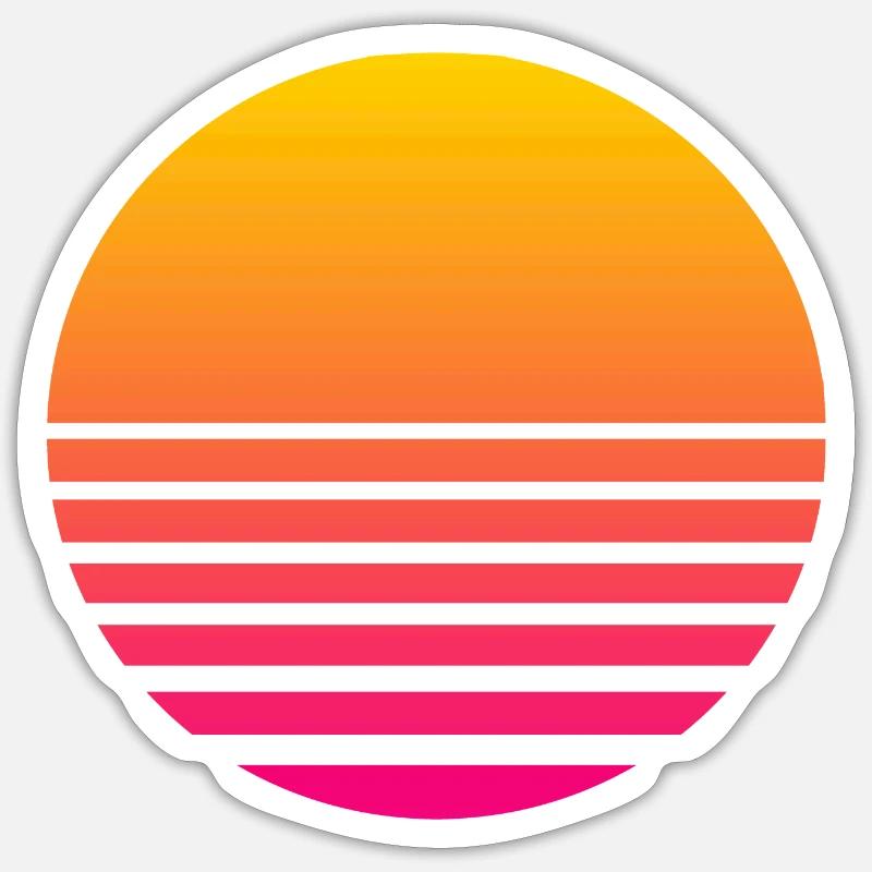 Outrun Rétro Soleil - Sticker taille S (10 x 10 cm) - blanc mat
