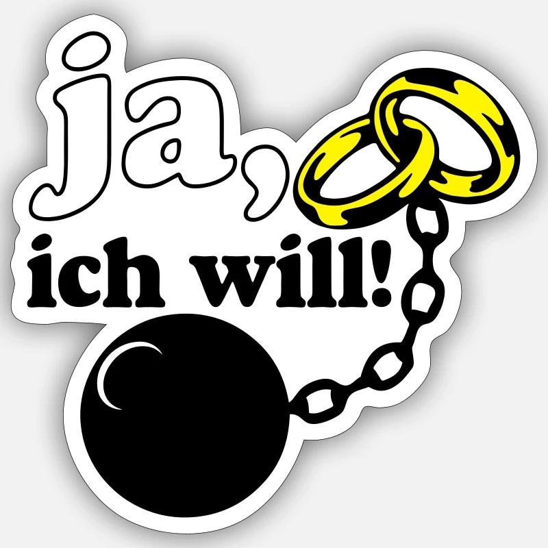 Junggesellenabschied , JGA ja ich will (25) - Sticker Größe S (10 x 10 cm) - Mattweiß