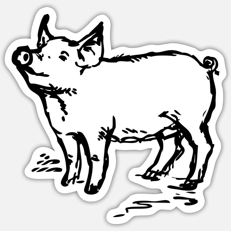 Schwein - Sticker Größe S (10 x 10 cm) - Mattweiß