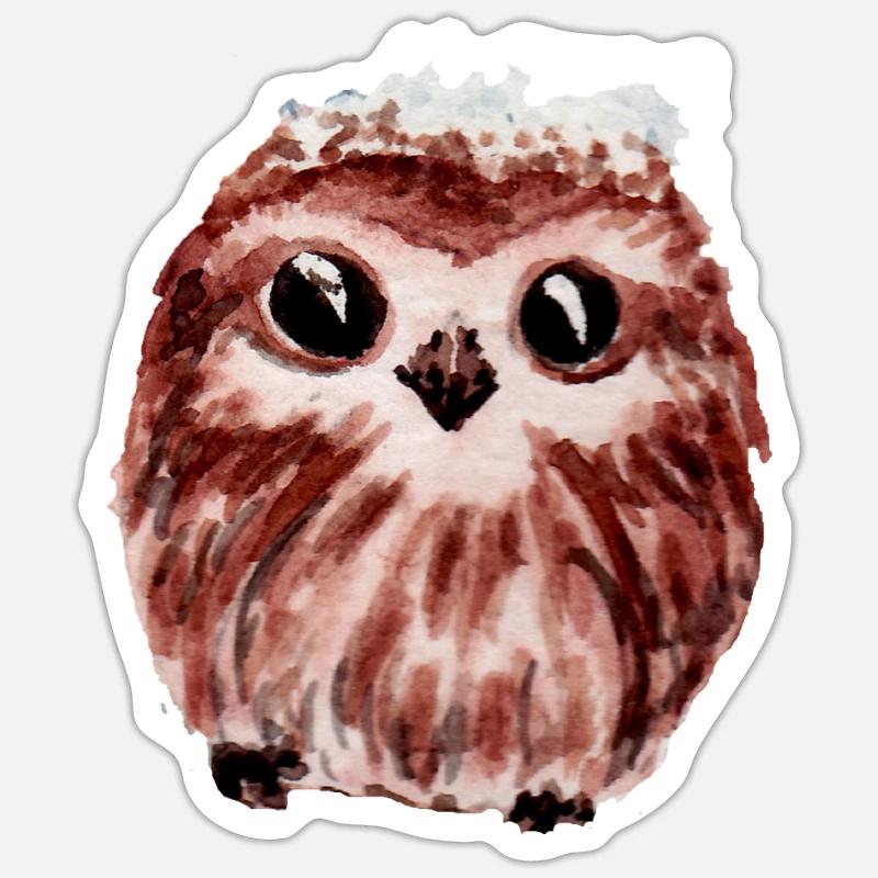 Bébé chouette - Sticker taille S (10 x 10 cm) - blanc mat