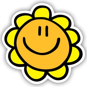 sourire de fleur de soleil - Sticker taille S (10 x 10 cm) - blanc mat - Devant