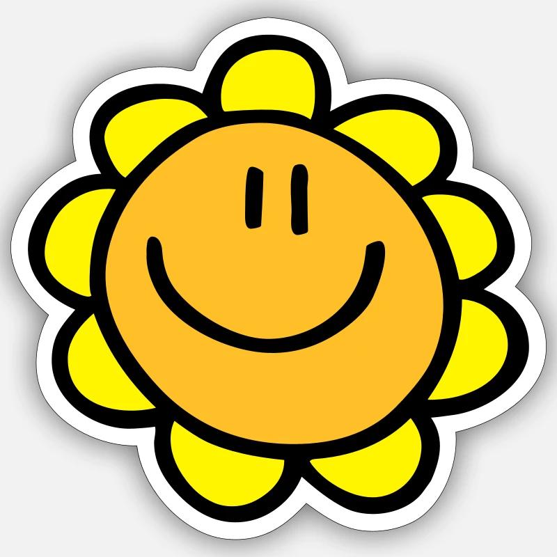 sourire de fleur de soleil Sticker taille S (10 x 10 cm)