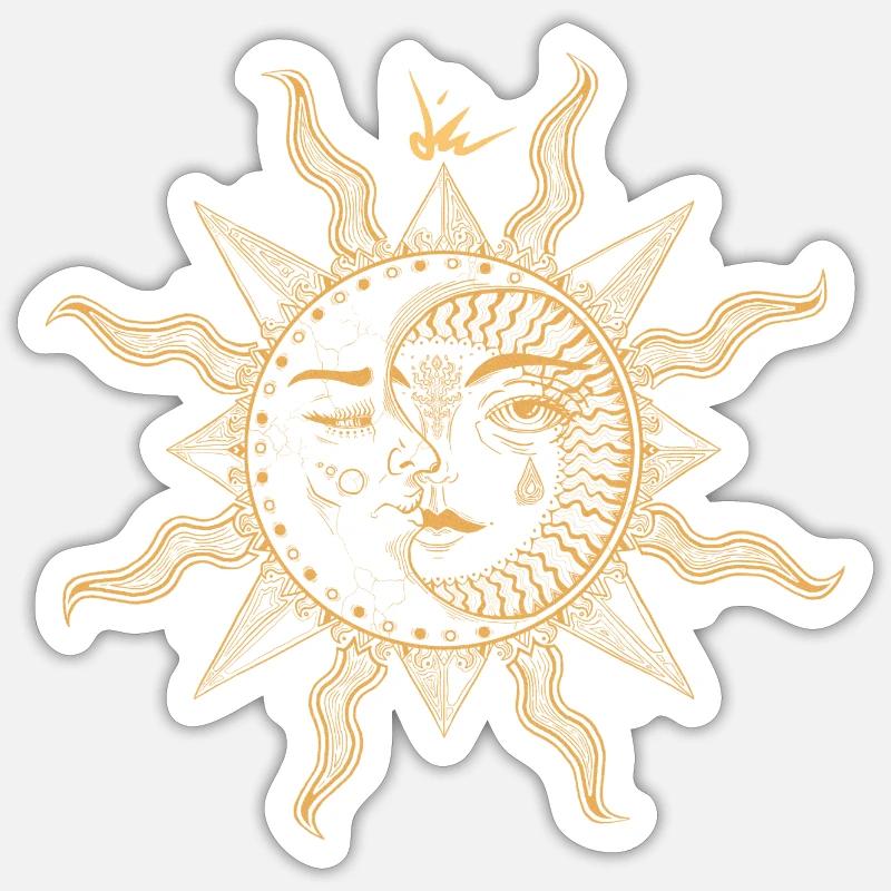 SOLEIL & LUNE - Sticker taille S (10 x 10 cm) - blanc mat