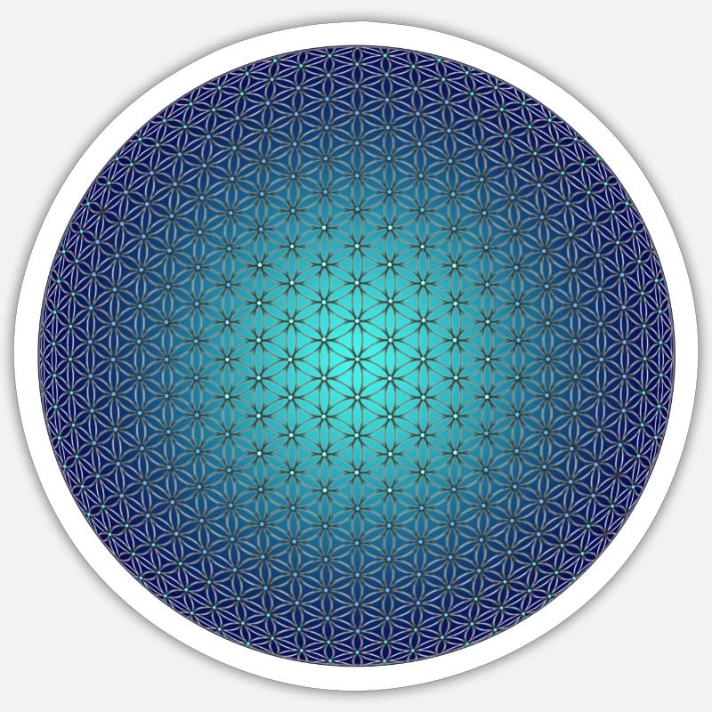 Fleur de vie - 3D Blue - Sticker taille S (10 x 10 cm) - blanc mat