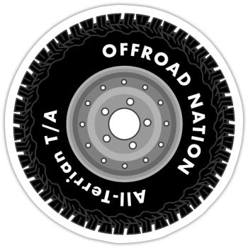 Offroad Nation Reifen - Sticker Größe S (10 x 10 cm) - Mattweiß - Vorne