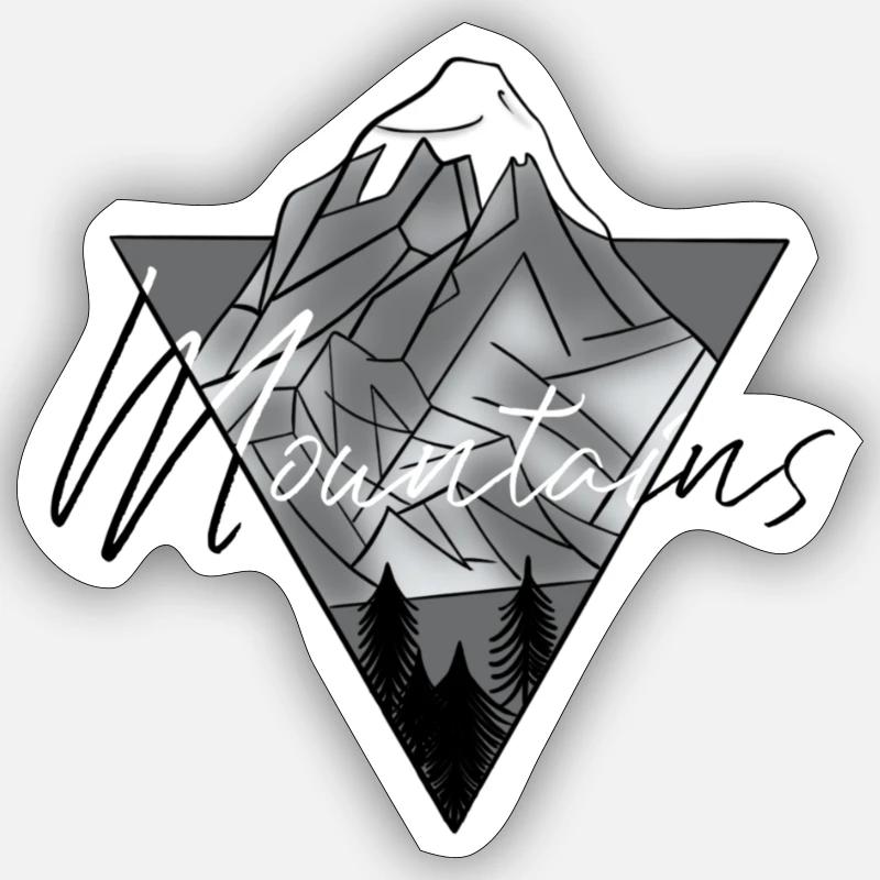 MOUNTAINS - Sticker taille S (10 x 10 cm) - blanc mat