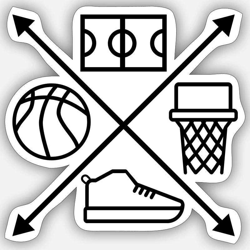 basketball - Sticker taille S (10 x 10 cm) - blanc mat