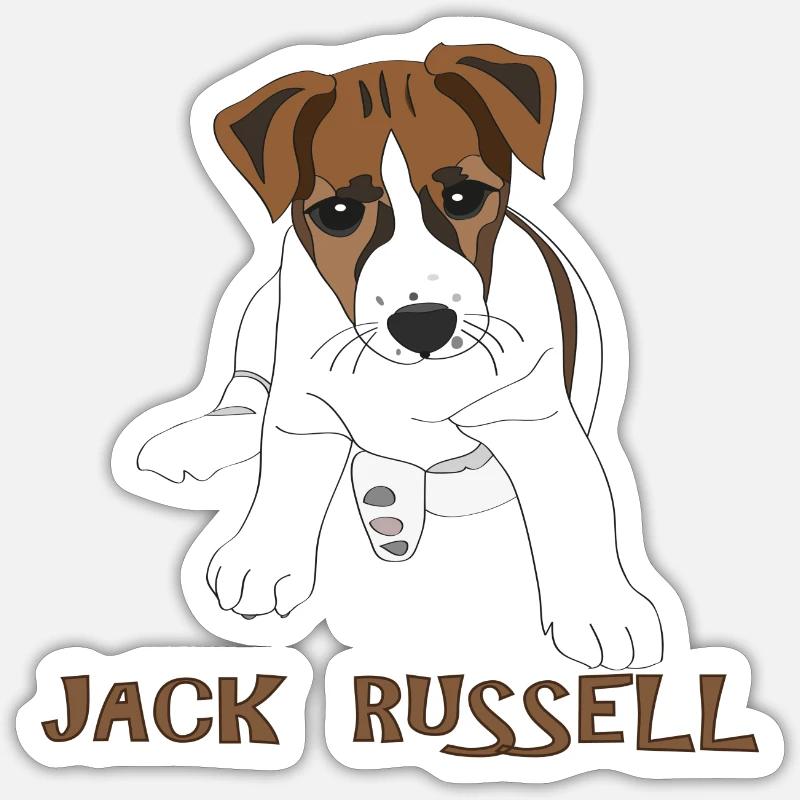 Petit Jack Russell chiot - Sticker taille S (10 x 10 cm) - blanc mat