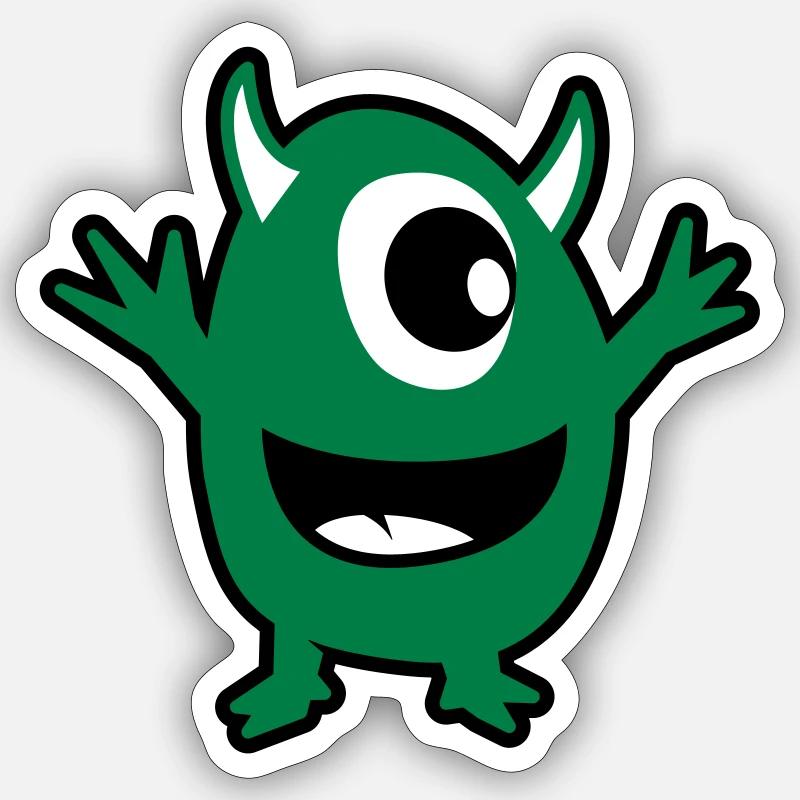 monstre vert - Sticker taille S (10 x 10 cm) - blanc mat