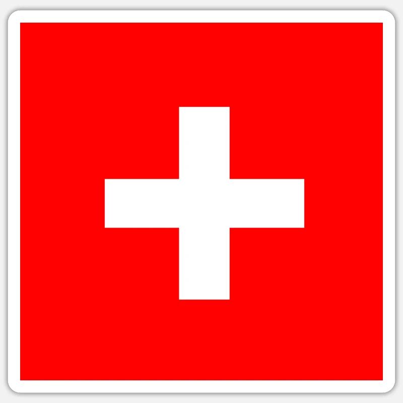 Cadeau du drapeau suisse suisse - Sticker taille S (10 x 10 cm) - blanc mat