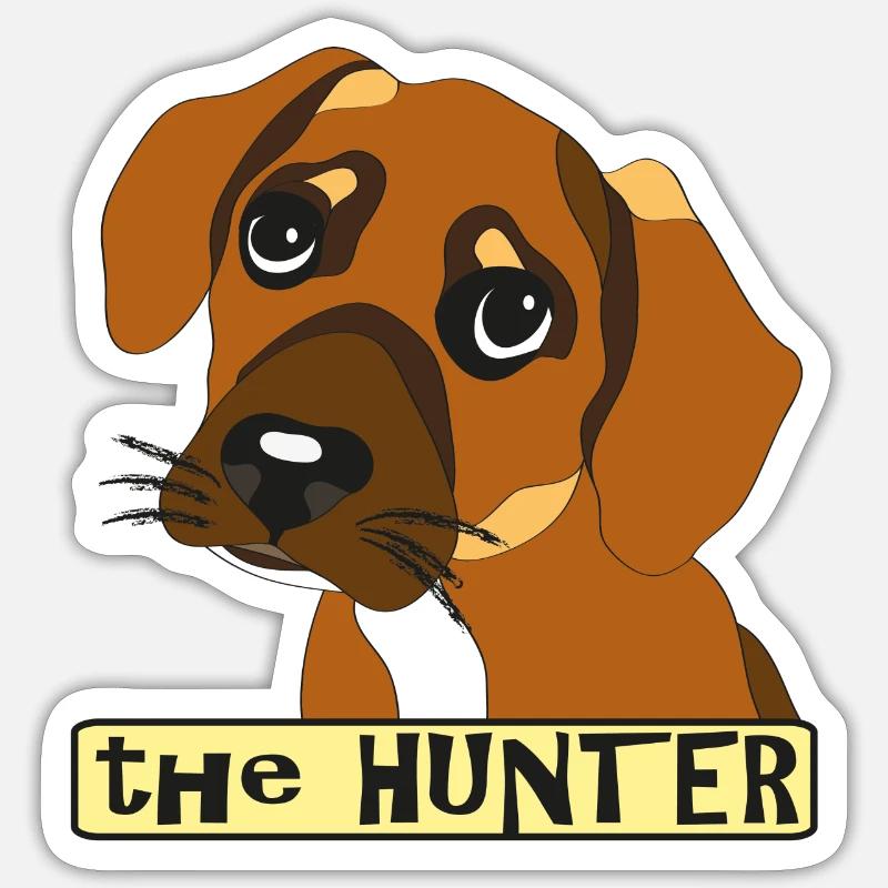 Jagdhund - Sticker Größe S (10 x 10 cm) - Mattweiß