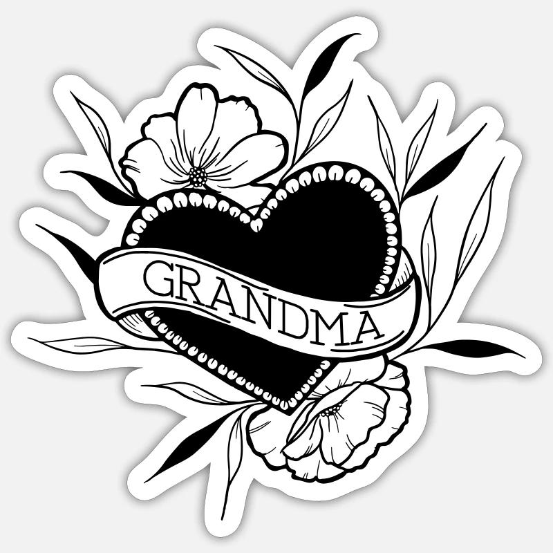 grand-mère - Sticker taille S (10 x 10 cm) - blanc mat