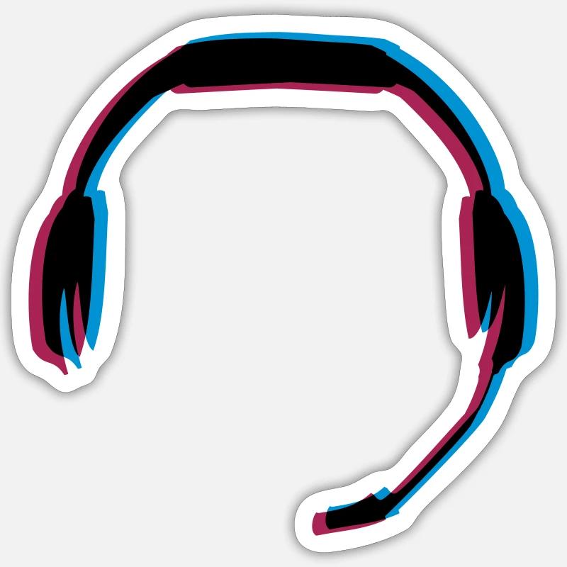 3D Effekt Headset - Sticker Größe S (10 x 10 cm) - Mattweiß
