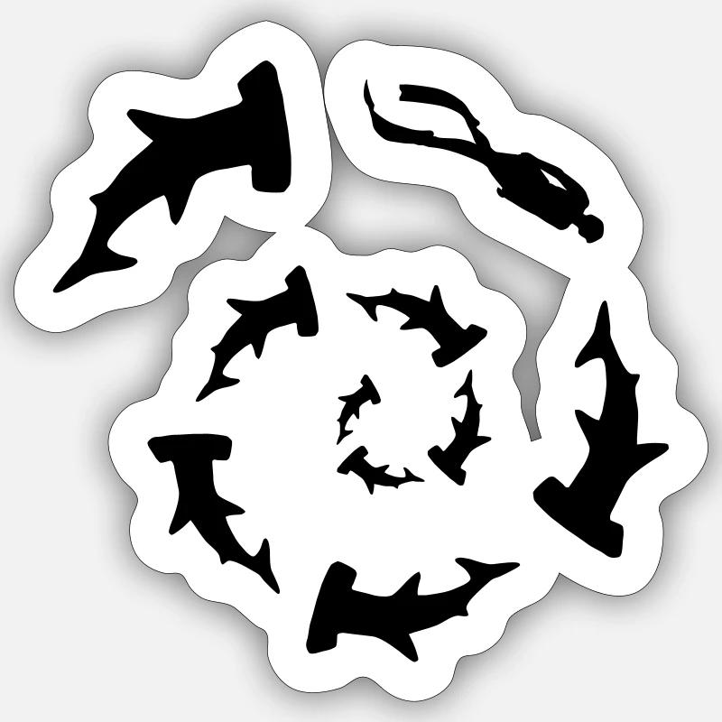 sharks 2 - Sticker size S (10 x 10 cm) - white matte