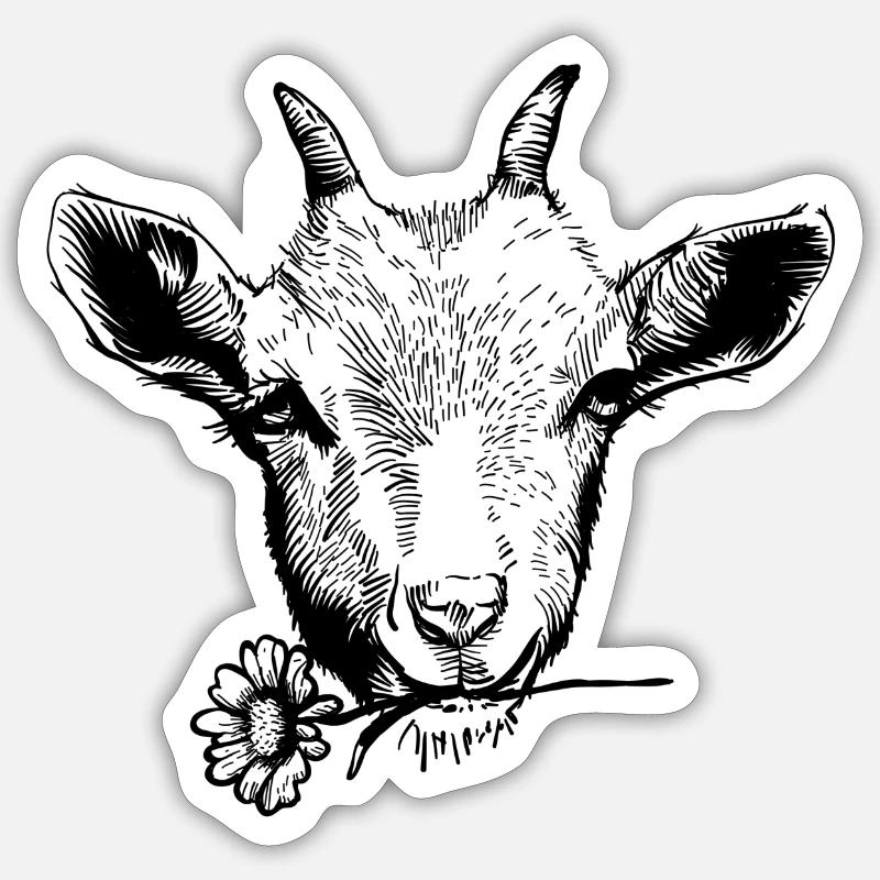 Chèvre - Sticker taille S (10 x 10 cm) - blanc mat