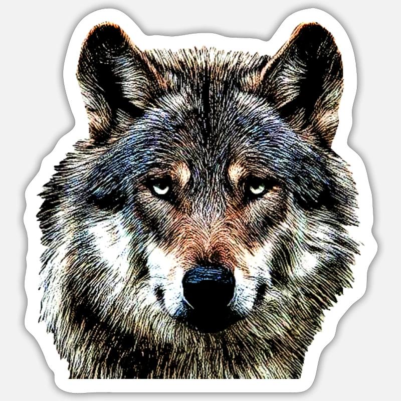 Wolf - Sticker Größe S (10 x 10 cm) - Mattweiß