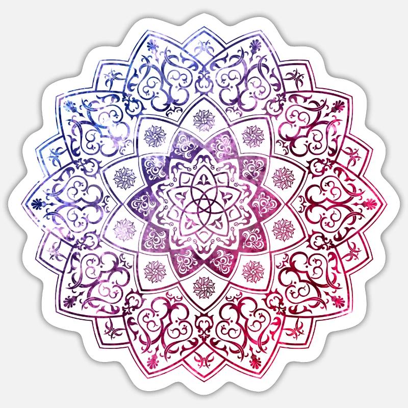 Mandala - violet - bleu - Sticker taille S (10 x 10 cm) - blanc mat