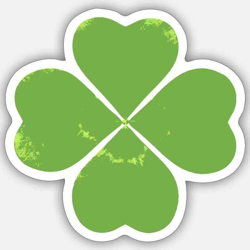 Glücks-Klee - Sticker Größe S (10 x 10 cm) - Mattweiß